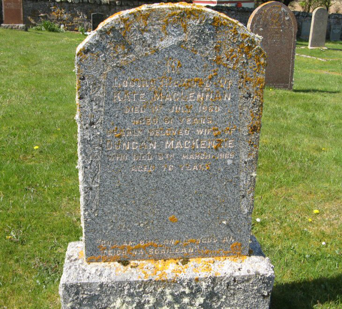 Photo of headstones/Kate MacLennan died 1960 MI Mellon Charles